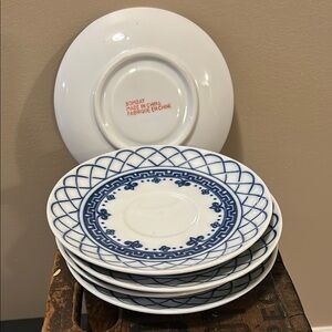 Bombay Adelaide White and Blue saucers